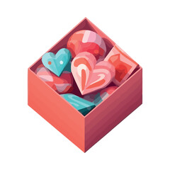 Sticker - Romantic heart shaped box of chocolates