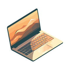 Wall Mural - Modern laptop symbolizes success in global business