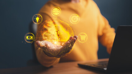 Poster - Ai technology, cloud computing. Digital transformation change management, internet of things. Technology bigdata and business process strategy, Financial management, smart industry.