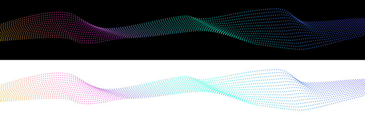 abstract wave particle rainbow vector with two different backgrounds