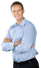 Sticker - Professional looking man with his arms crossed wearing a button down shirt