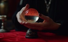 Woman Holds A Magic Glass Ball In Her Hands Created With Generative AI Technology