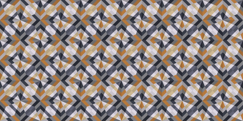 Poster - Mosaic rhombuses are repeating. Vector seamless pattern with identical mosaic rhombuses. For seamless print, interior, textile, pillows, wallpaper.