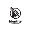 fist hand with fork ,arm bring cutlery for food restaurant cullinary logo design