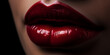 Sexy Mund mit rotem Lippenstift einer Frau Nahaufnahme, ai generativ