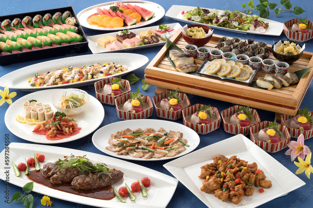 宴会料理・ビュッフェ・バイキング・パーティー・大皿・卓盛り料理