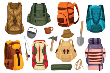 Sticker - Hiking Items Flat Set