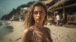 Attractive young woman on beach - AI Photography