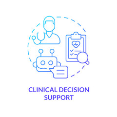 Fototapete - Clinical decision support blue gradient concept icon. Technology of treatment improvement. AI and ML in precision medicine abstract idea thin line illustration. Isolated outline drawing