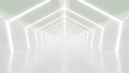 Aufkleber - Abstract white futuristic triangle tunnel architecture, loop animation.