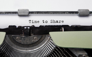 Poster - text time to share typed on retro typewriter