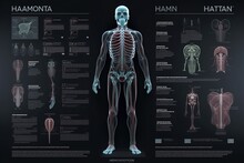 Infographic Illustration Of A Human Skeleton Anatomy Generative Ai 