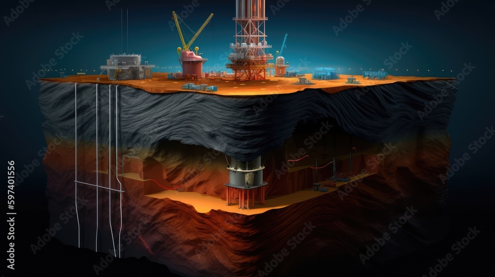 Ilustración de Stock Comprehensive Petroleum Engineering Diagram