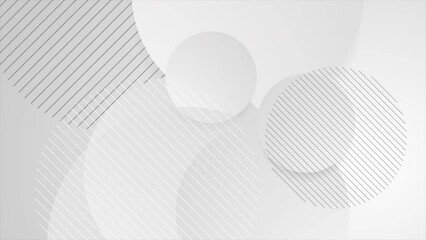 Wall Mural - Grey white circles geometric tech abstract minimal background. Seamless looping futuristic motion design. Video animation Ultra HD 4K 3840x2160