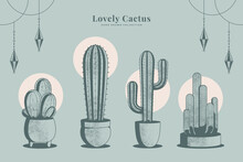 Hand Drawn Line Art Cactus Collection