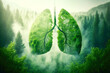 Green lung filled by the forest trees for healthy environment. Postproducted generative AI illustration.