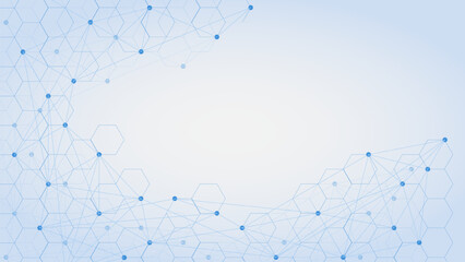 Poster - Modern abstract molecular structure for medical, chemistry and science concept background with cross shape.