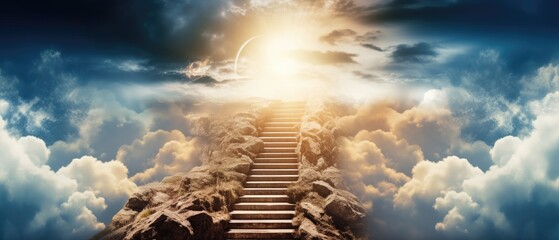 Wall Mural - Stairway to heaven in glory , Generative AI	
