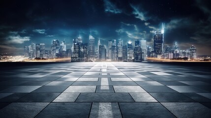 Poster - Panoramic side view asphalt road on night.Futuristic illustration of future technologies. Generative AI