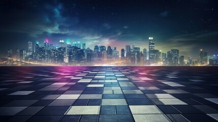 Poster - Panoramic side view asphalt road on night.Futuristic illustration of future technologies. Generative AI