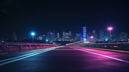 Highway overpass motion blur with city background. Futuristic illustration of future technologies. Generative AI