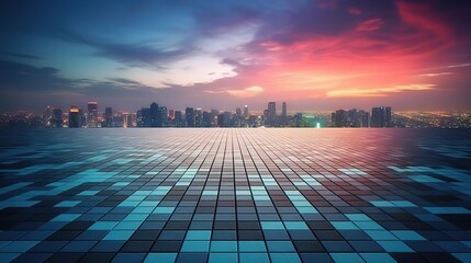 Poster - Panoramic side view asphalt road on night.Futuristic illustration of future technologies. Generative AI