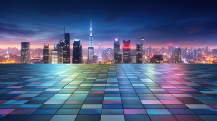Poster - Panoramic side view asphalt road on night.Futuristic illustration of future technologies. Generative AI