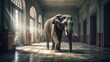 © Nadia - Elephant in the room. Big elephant stands in the empty room. Problem ignoring concept. Ignore the obvious. Generative AI