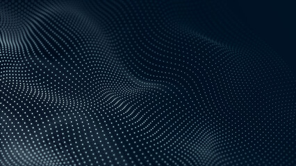 Poster - Big data stream. Digital wave with many points. Technology or science banner. 3D rendering.