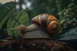 A snail found in the garden. Generative AI