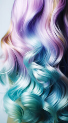 multi-colored hair in pastel colors, created by a neural network, Generative AI technology