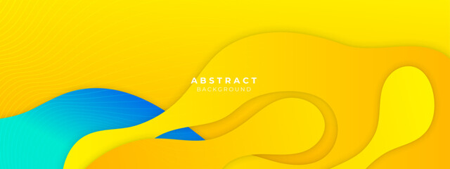 Minimal blue and yellow geometric shapes abstract modern background design. Design for banner