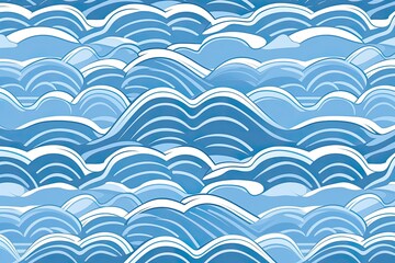 Poster - blue and white wave pattern. Generative AI