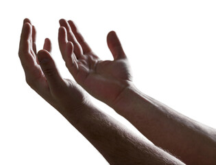 Poster - A Christian hand with open palm praying