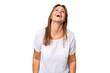 © luismolinero - Middle-aged caucasian woman over isolated background laughing