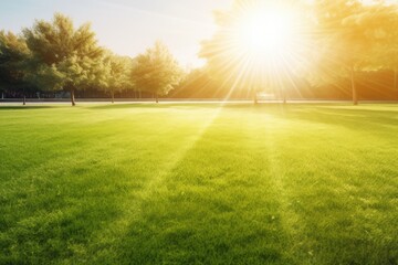 Canvas Print - sunny day in a green meadow. Generative AI