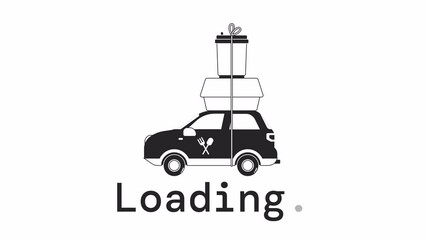 Poster - Prep meal order bw loader animation. Premade dinner delivery. Flash message 4K video footage. Isolated monochrome loading progress indicator with alpha channel transparency for UI, UX web design