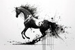 © yod67 - Image of a horse drawing using a brush and black ink on white background. Wildlife Animals. Illustration, generative AI.