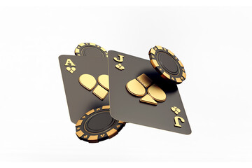 Poster - casino cards poker balckjack baccarat 3d render 3d rendering illustration 