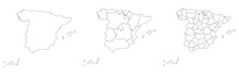 Spain Map Set Of White Color Outline 
