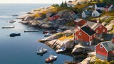 Fototapeta Mapy - Swedish Fishing Village Laguna. Generative ai