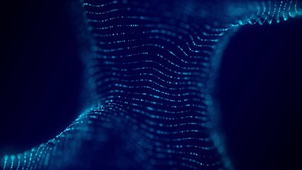 Leinwandbilder - Music wave of particles. Big data visualization. Abstract blue background with a dynamic wave. 3d rendering.