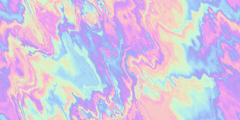 Wall Mural - Seamless Y2K Futurism iridescent playful pastel electric wavy glitchy holographic ombre gradient waves background texture. Modern opalescent pale rainbow neon nostalgic cyberbunk vaporwave pattern.
