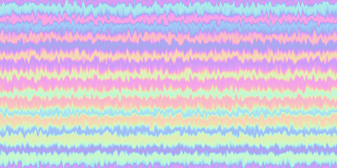 Wall Mural - Seamless Vaporwave aesthetic psychedelic Y2K futurism horizontal faded pastel rainbow ombre stripes pattern. Trendy iridescent holographic heatmap glowing neon gradient effect background texture.