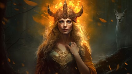 The human form of the norse goddess freya.generative ai