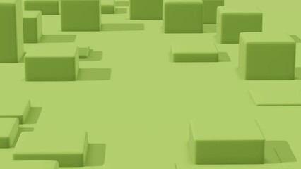 Poster - Green abstract background with cubes. Abstract loop animation