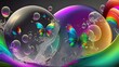 © Aaima - abstract nature butterfly background;  colorful rainbow butterfly bubble