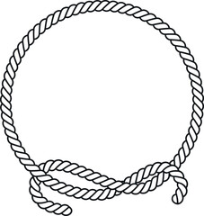 Round nautical rope with knot frame black monochrome line vector illustration