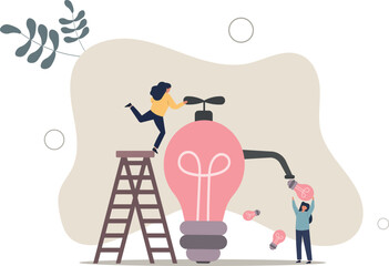 Inspiration ideas, mentorship or coaching to motivate or guidance business solution, creativity and innovation to help grow business concept.flat vector illustration.