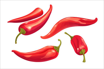 Poster - Closeup chilly pepper. Isolated on background. Cartoon . Generative AI